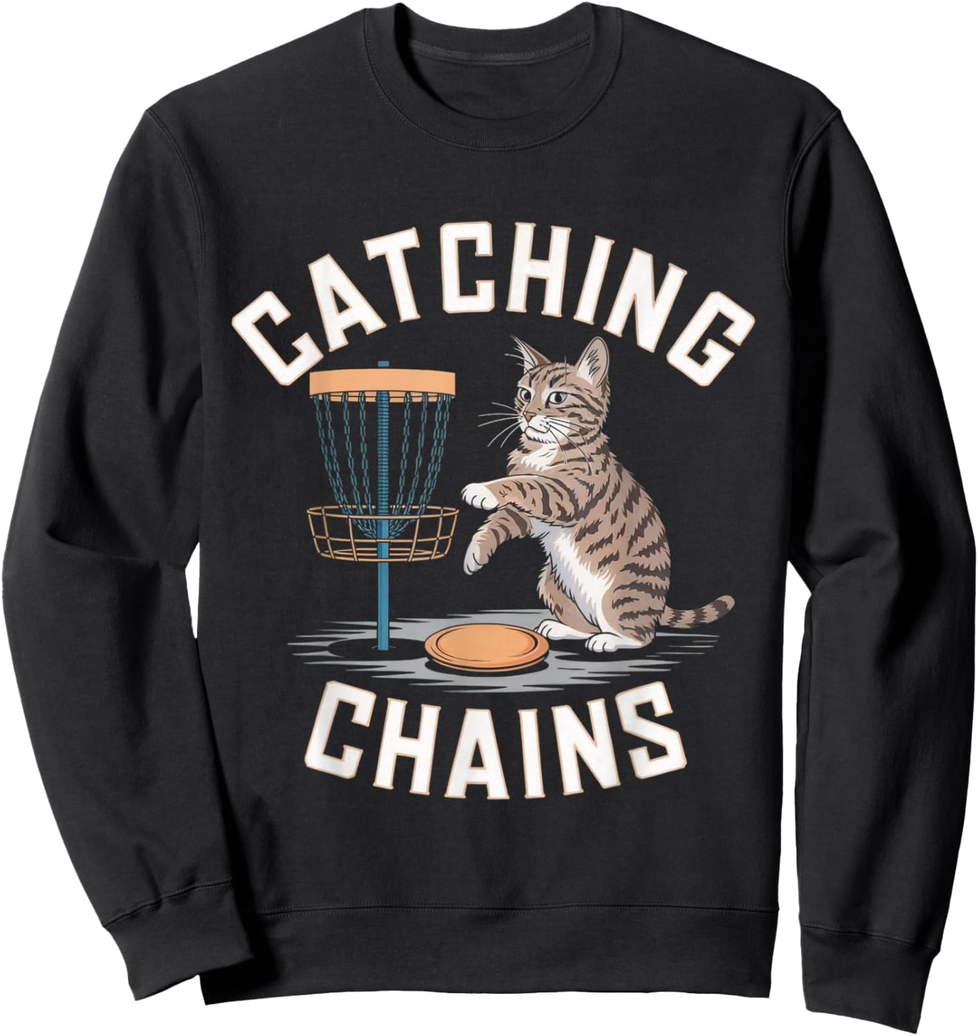 Funny Disc Golf Cat Lover Men Women Disc Golf Player Golfer Sweatshirt - Sweatshirt | Black