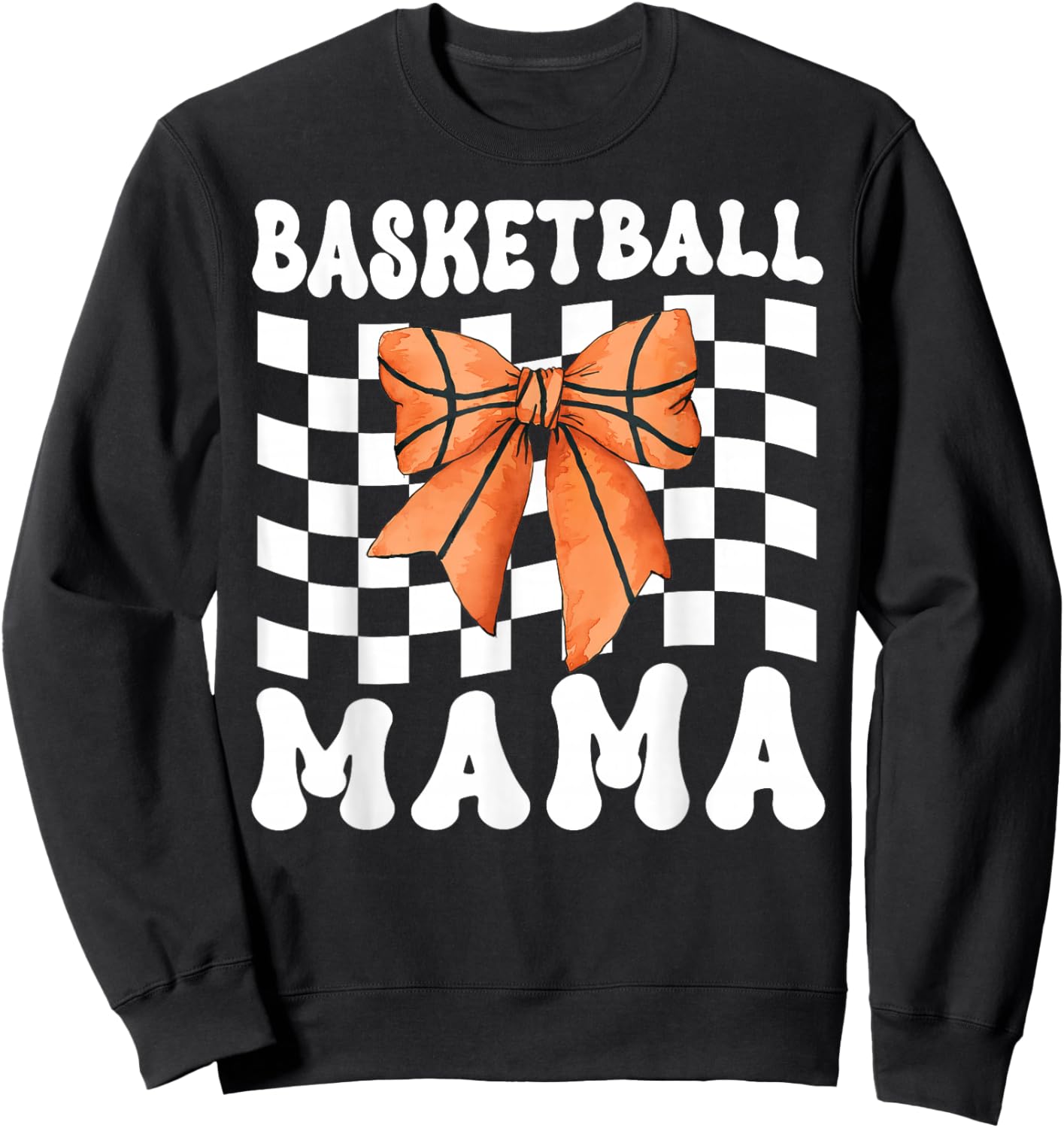 Basketball Mama Coquette Bow Game Day Funny Sports Lover Mom Sweatshirt - Sweatshirt | Black