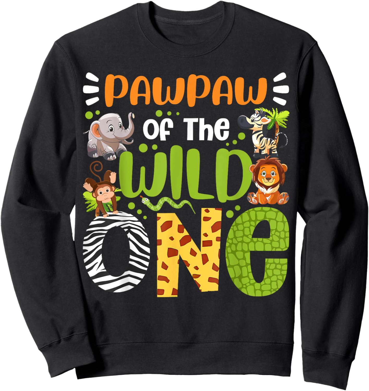 Pawpaw Of The Wild One Kids Safari Zoo Birthday Family Sweatshirt - Sweatshirt | Black