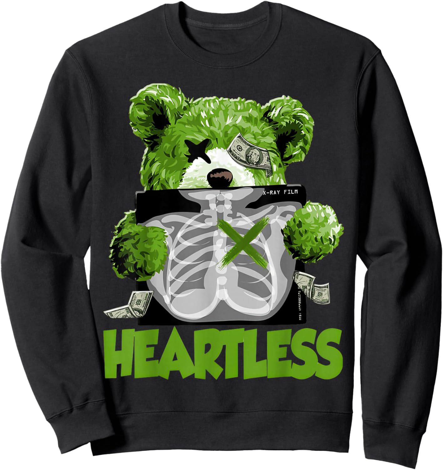 Chlorophyll Green White Color Match Sweatshirt - Sweatshirt | Black