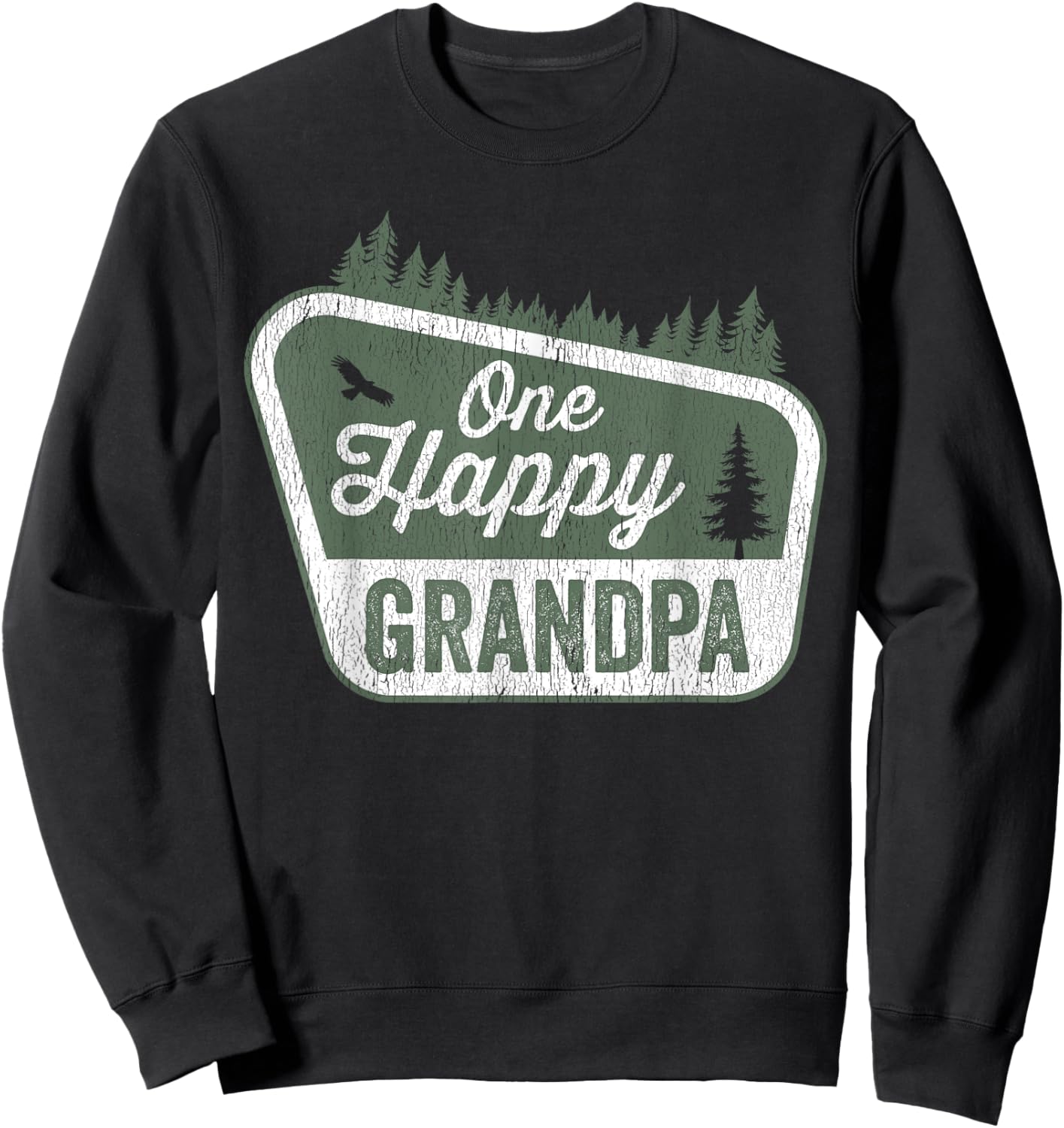 One Happy Grandpa Matching Family Birthday Party Camping Sweatshirt - Sweatshirt | Black