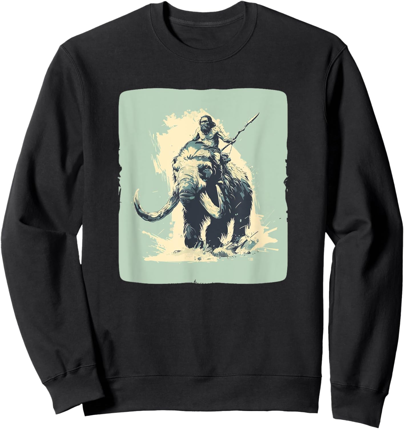 Cool Neanderthal riding Mammoth in cold Colors Costume Sweatshirt - Sweatshirt | Black