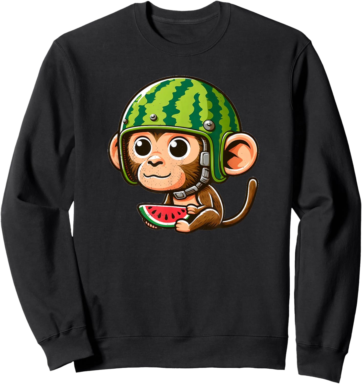 Watermelon Monkey Helmet Sweatshirt - Sweatshirt | Black