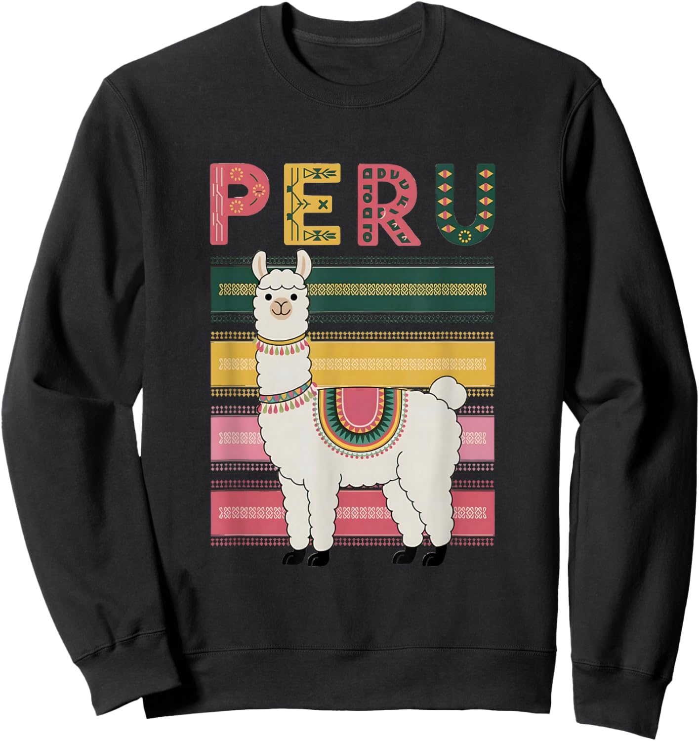 Cute Peruvian Llama from Peru - Fun Peru Design Sweatshirt - Sweatshirt | Black