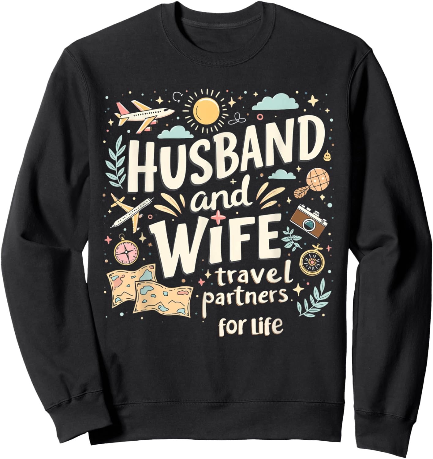 Husband And Wife Travel Partners For Life Matching Couple Sweatshirt - Sweatshirt | Black