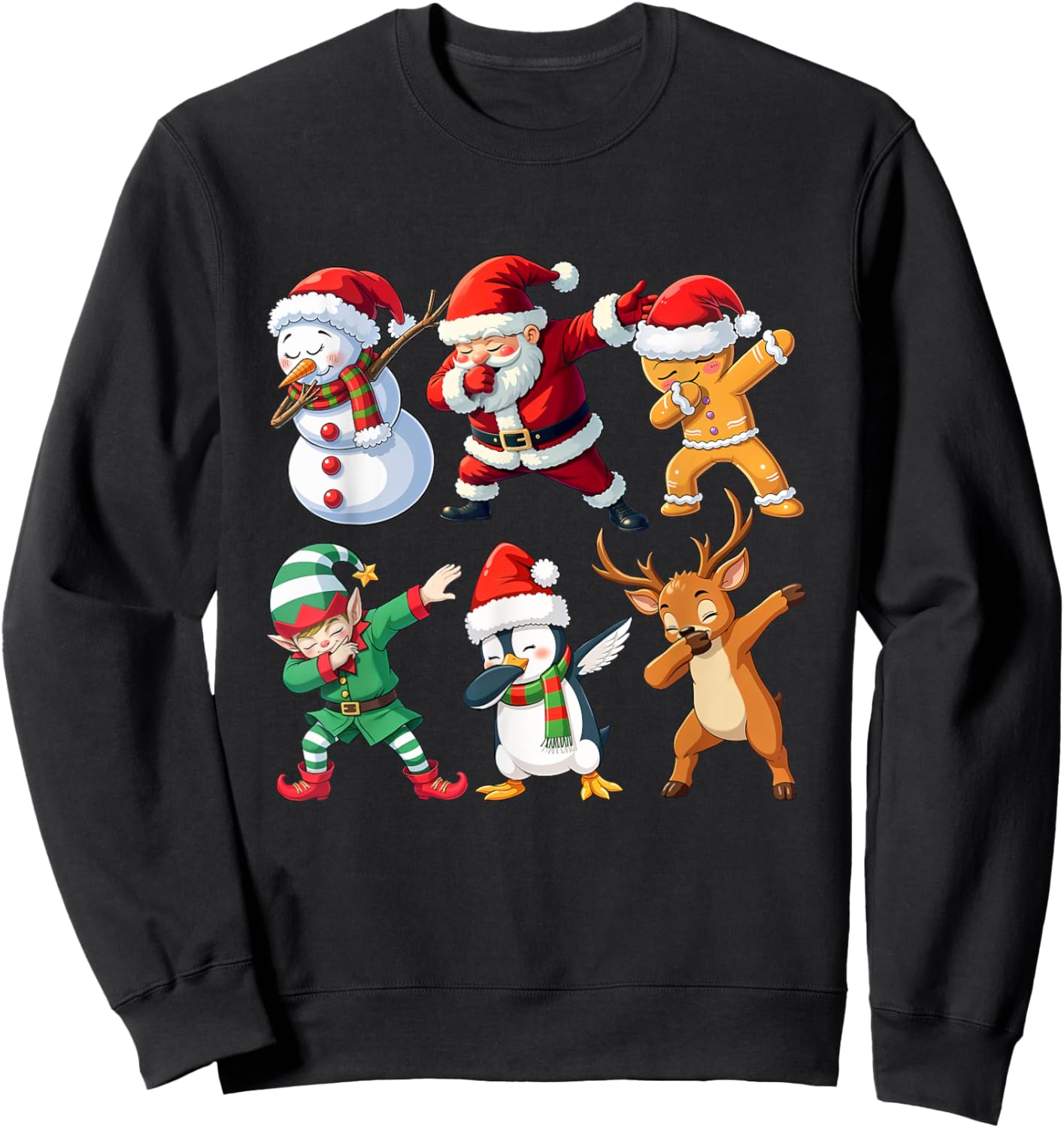 Dabbing Xmas Characters - Xmas Christmas Squad Sweatshirt - Sweatshirt | Black