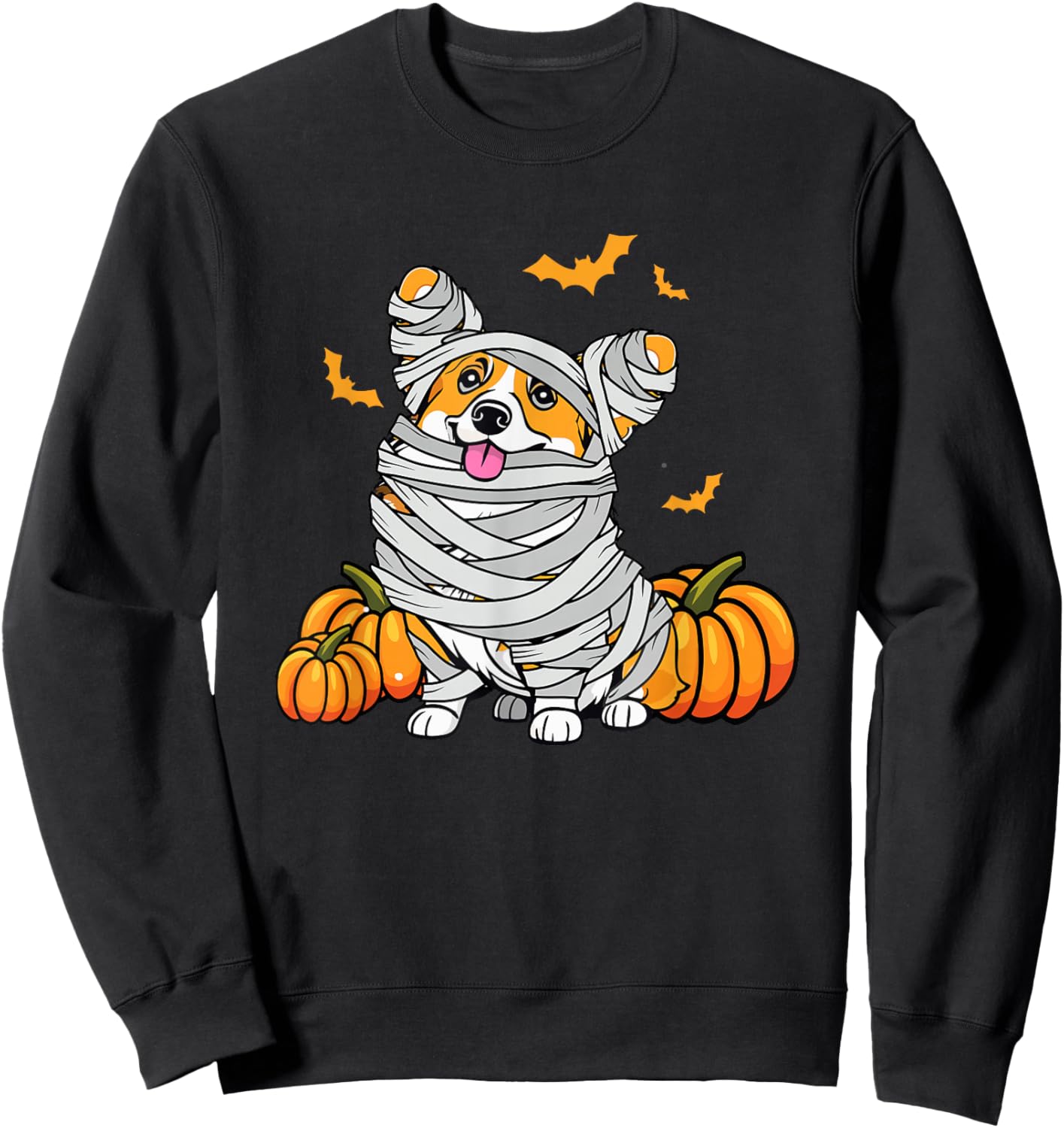 Cute Halloween Welsh Corgi Mummy Costume Dog Lover Pumpkin Women Kids Sweatshirt - Sweatshirt | Black