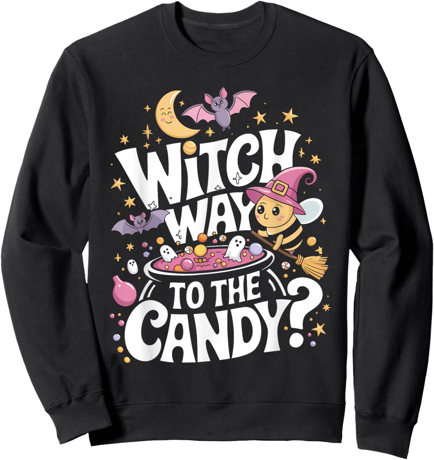 Funny Bee Witch Way to the Candy? Funny Bee Witched Spooky Sweatshirt - Sweatshirt | Black