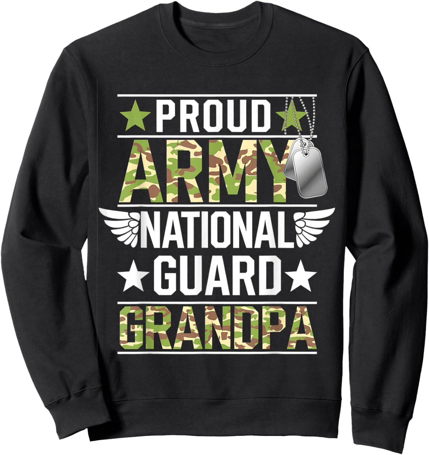 Proud Army National Guard Grandpa Veterans Day American Flag Sweatshirt - Sweatshirt | Black