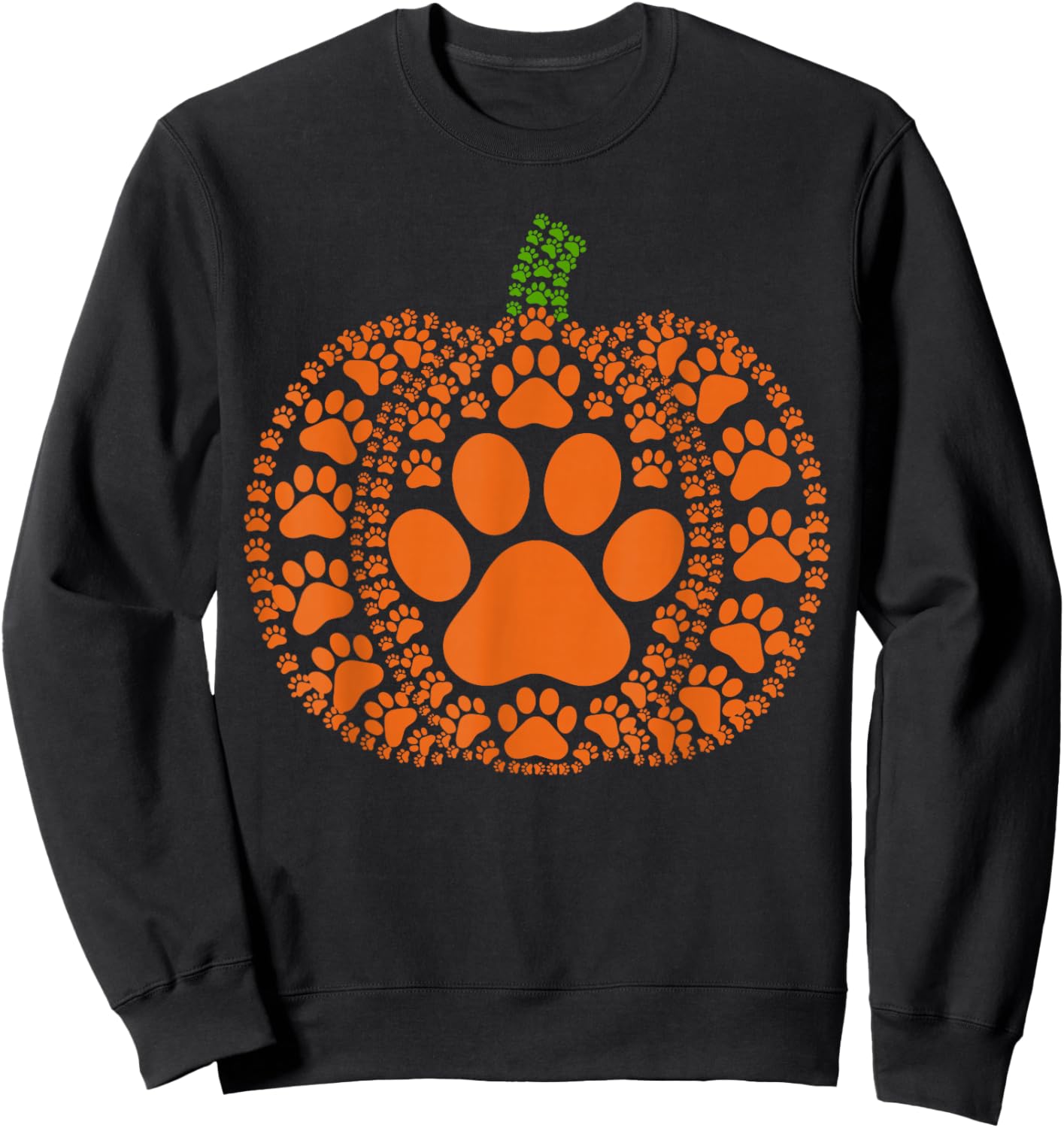 Paw Pumpkin Design Matching Halloween Thanksgiving Dog Lover Sweatshirt - Sweatshirt | Black