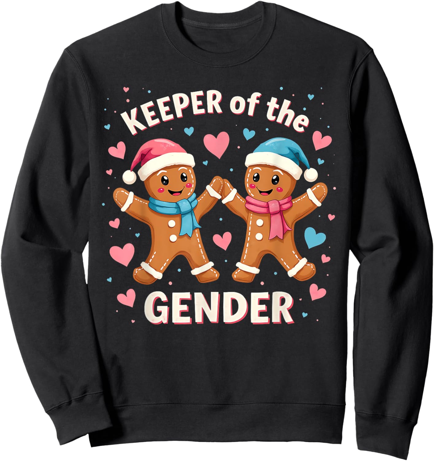 Keeper Of The Gender Reveal Baby Shower Gingerbread Xmas Sweatshirt - Sweatshirt | Black
