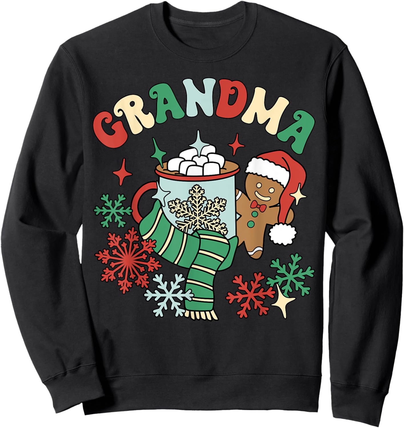 Grandma Hot Cocoa Gingerbread Matching Family Christmas Sweatshirt - Sweatshirt | Black