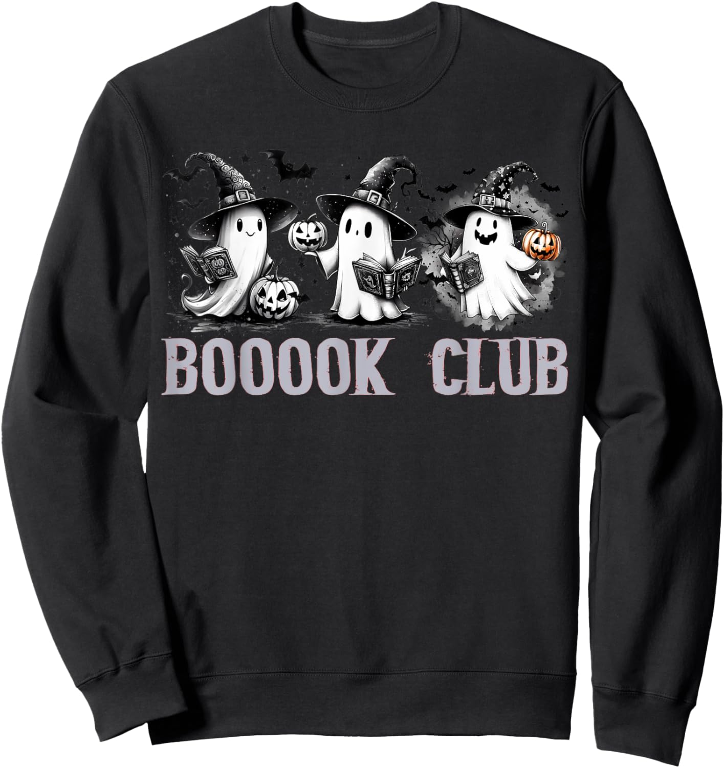 Boo Ghost Books Book Club Halloween Women School Teacher Sweatshirt - Sweatshirt | Black