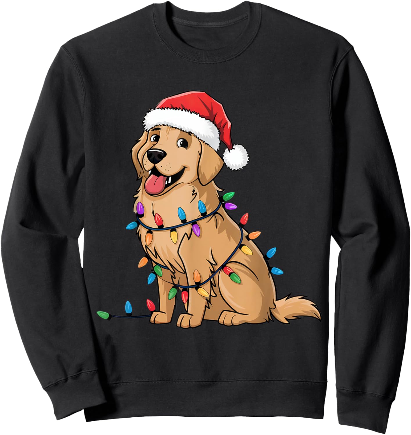 Golden Retriever Christmas Lights Xmas Dogs Gifts Men Women Sweatshirt - Sweatshirt | Black