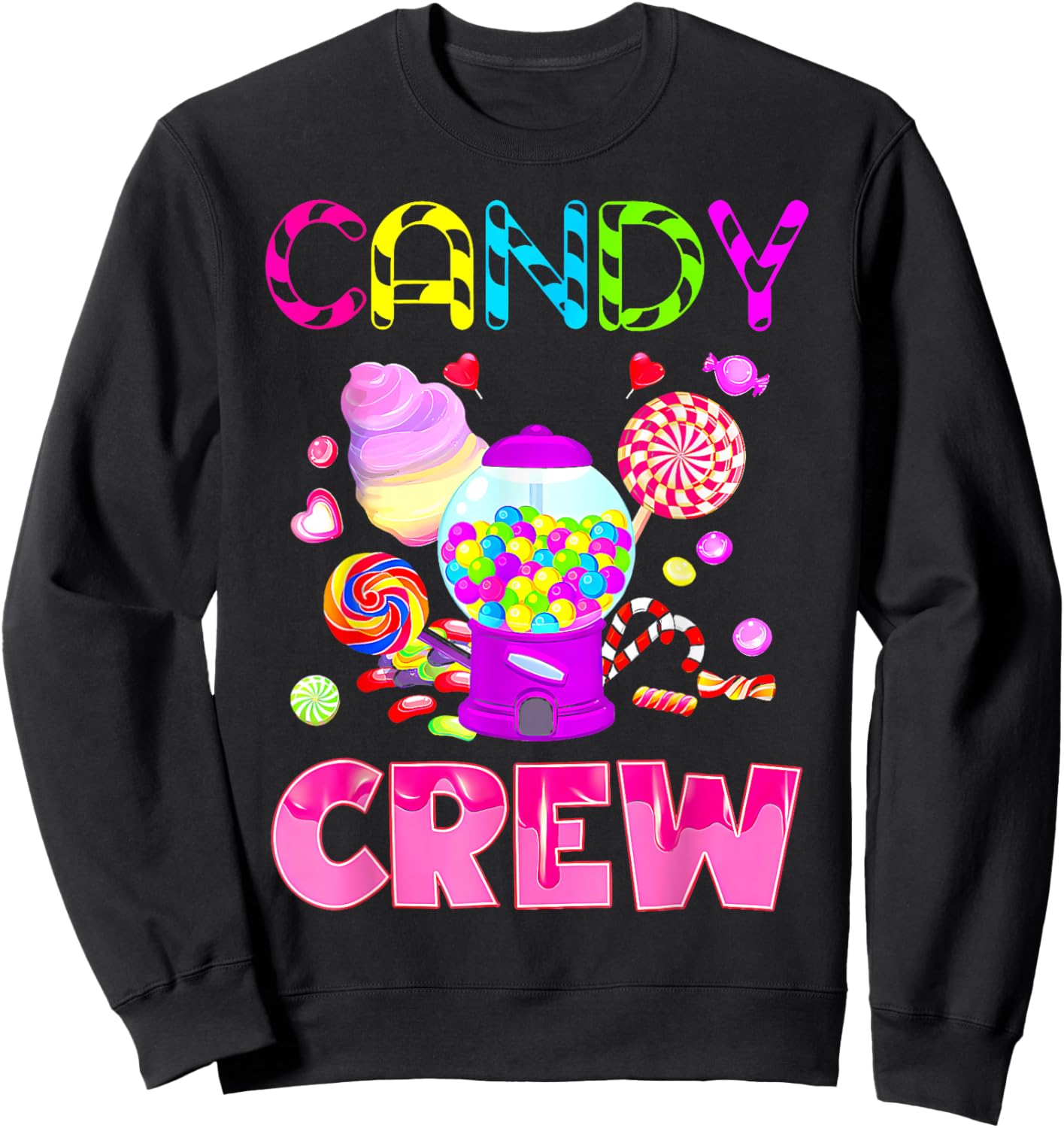 Candy Land Costume Women Candy Crew Sweetie Candy Squad Sweatshirt - Sweatshirt | Black