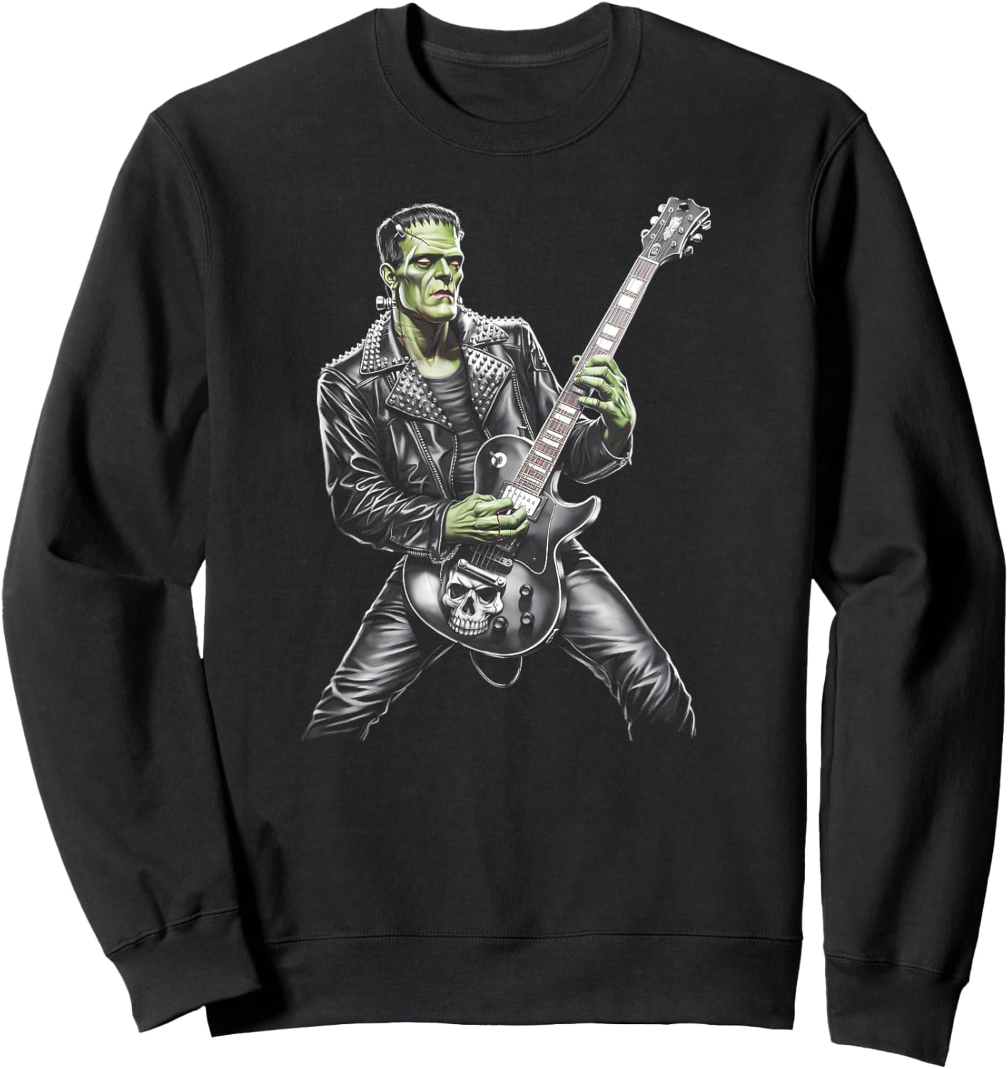 Frankenstein Playing Guitar Player Rock Music Guitarist Sweatshirt - Sweatshirt | Black