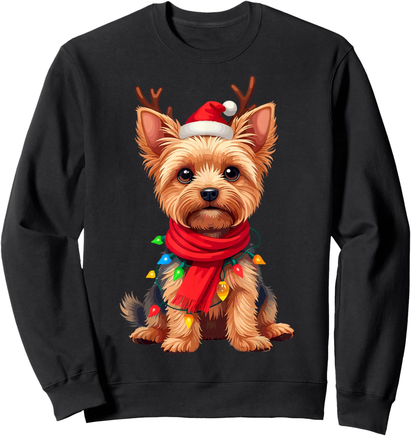 Yorkshire Terrier Santa Reindeer Christmas Yorkie Dog Lover Sweatshirt - Sweatshirt | Black