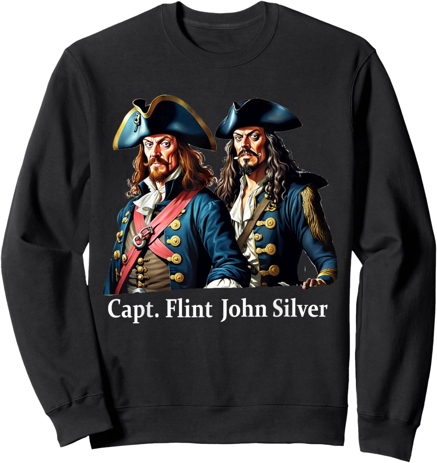 Captain Flint & Long John Silver Pirate Portrait Sweatshirt - Sweatshirt | Black