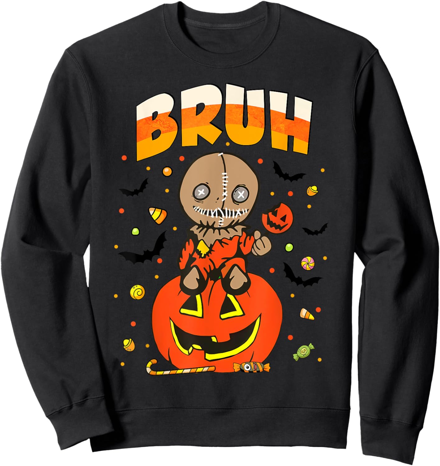 Trick or Treat Cute Sam Funny Bruh Halloween Costume 2024 Sweatshirt - Sweatshirt | Black