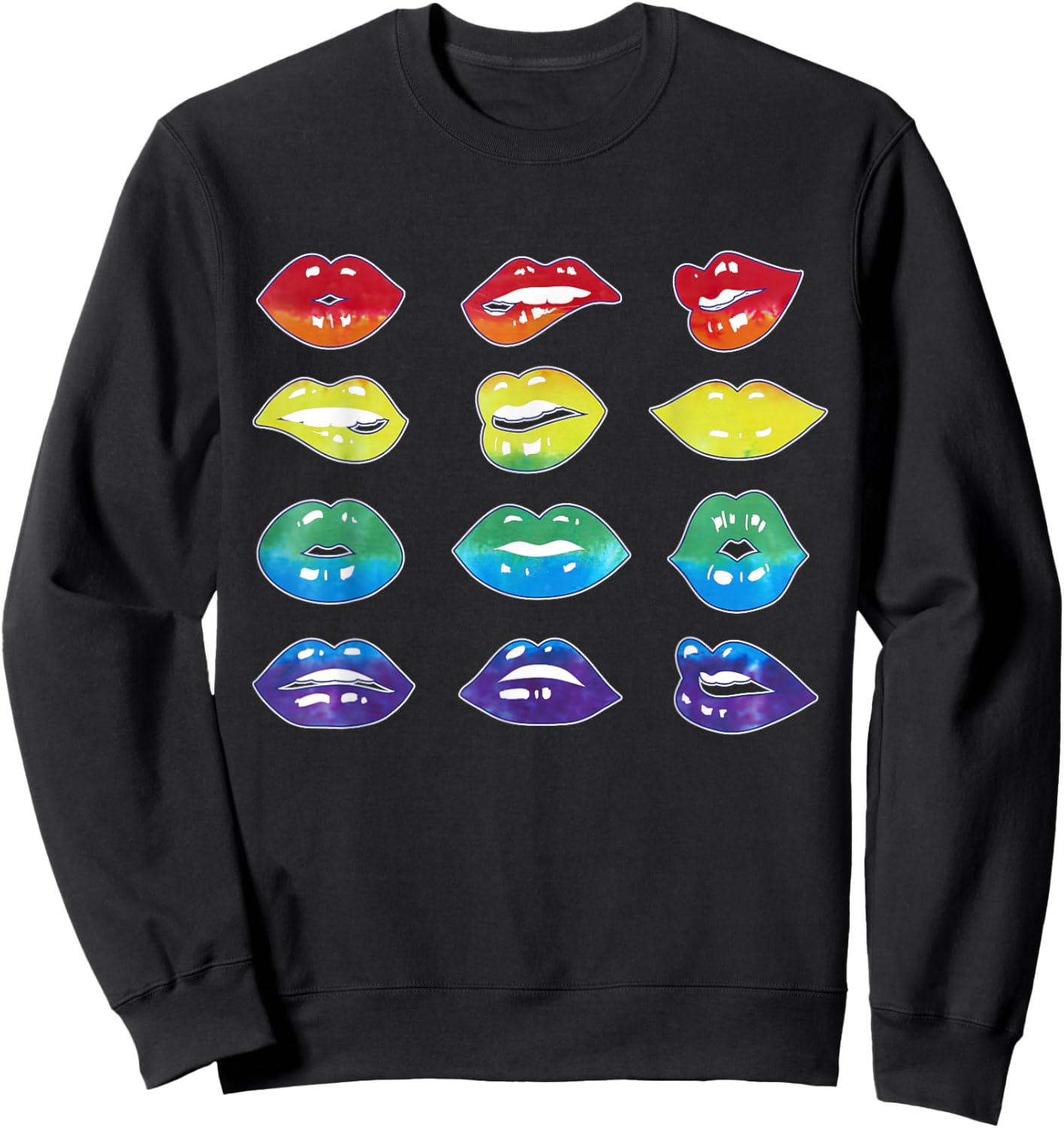 Rainbow Lips Pop Art Bold Colorful Expression Sweatshirt - Sweatshirt | Black