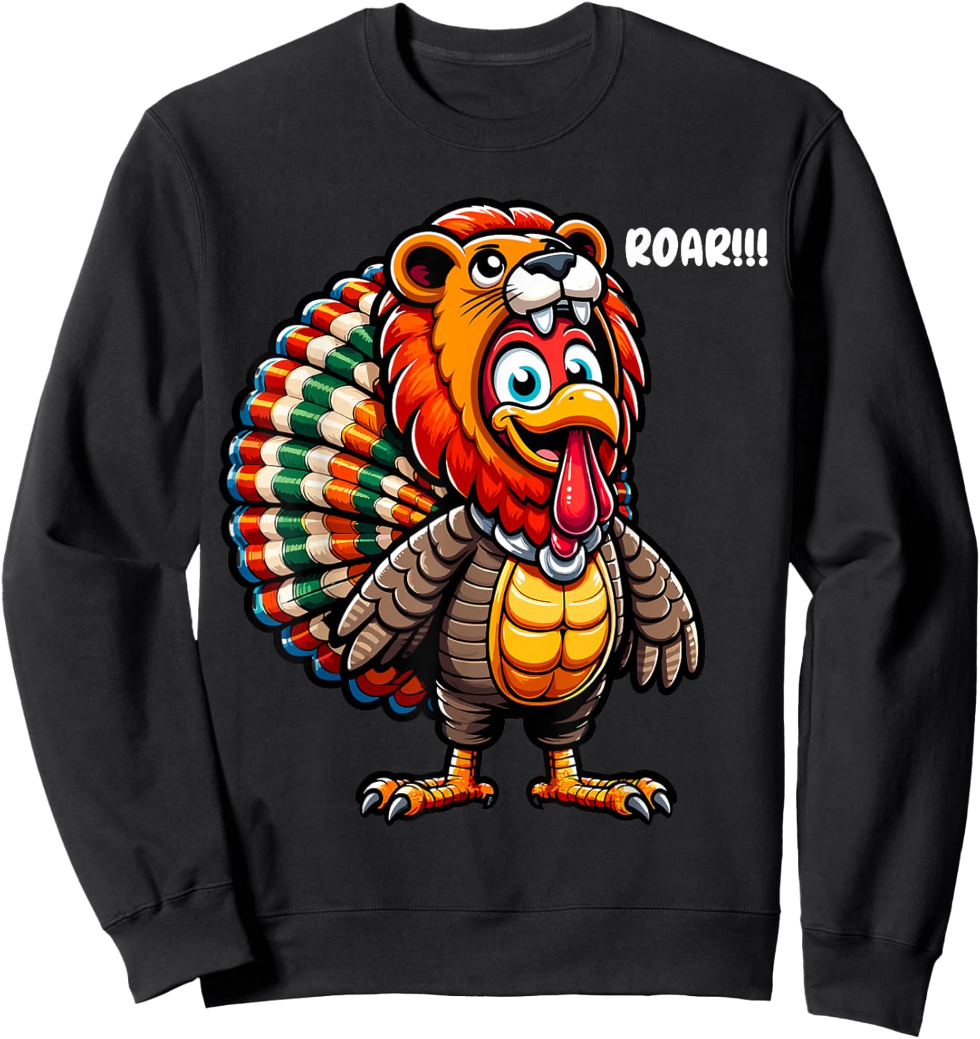 Thanksgiving Turkey Lion Roar Costume Lion Funny Halloween Sweatshirt - Sweatshirt | Black