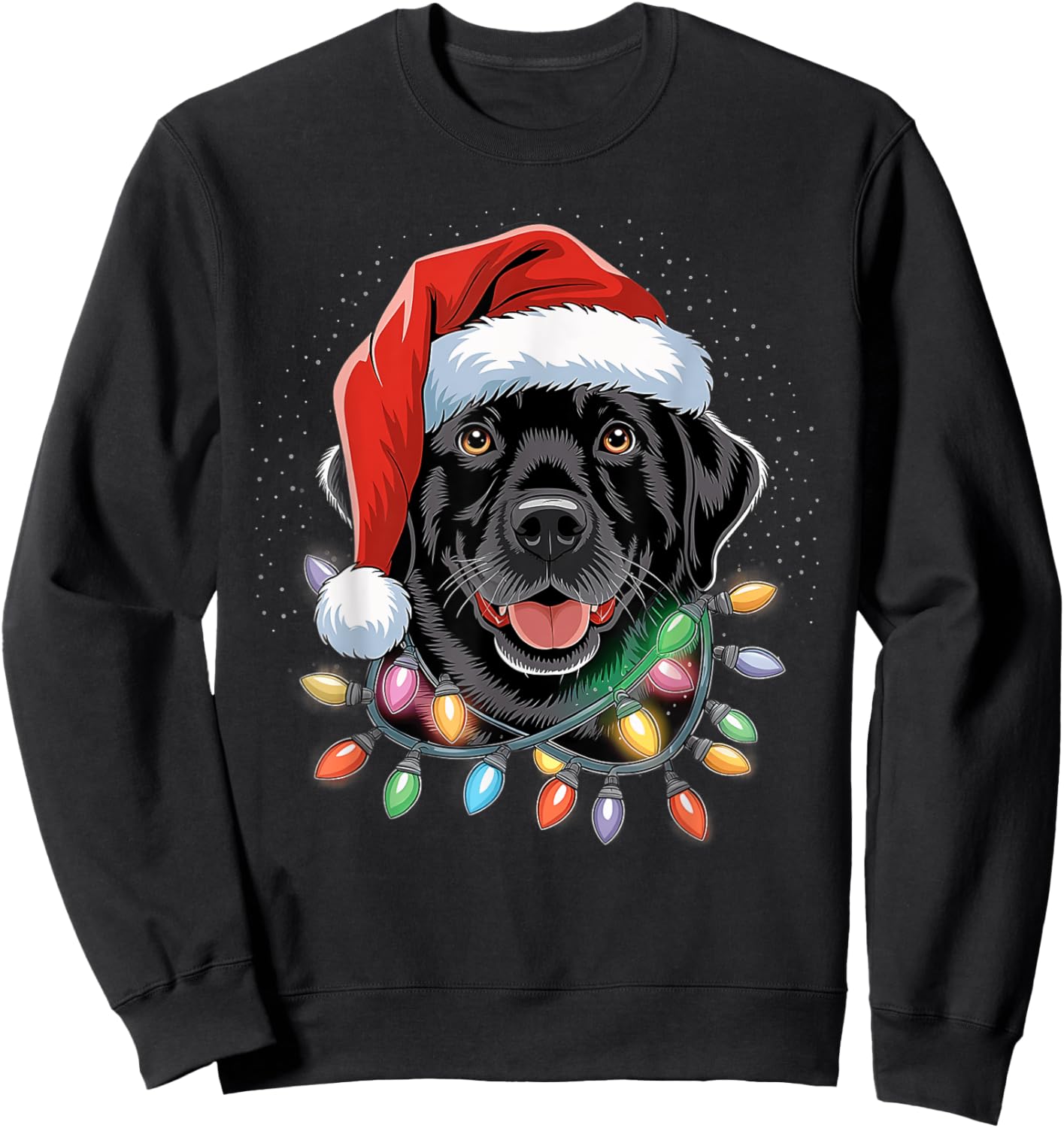 Black Lab Labrador Christmas Tree Light Pajama Dog Xmas Women Kids Sweatshirt - Sweatshirt | Black