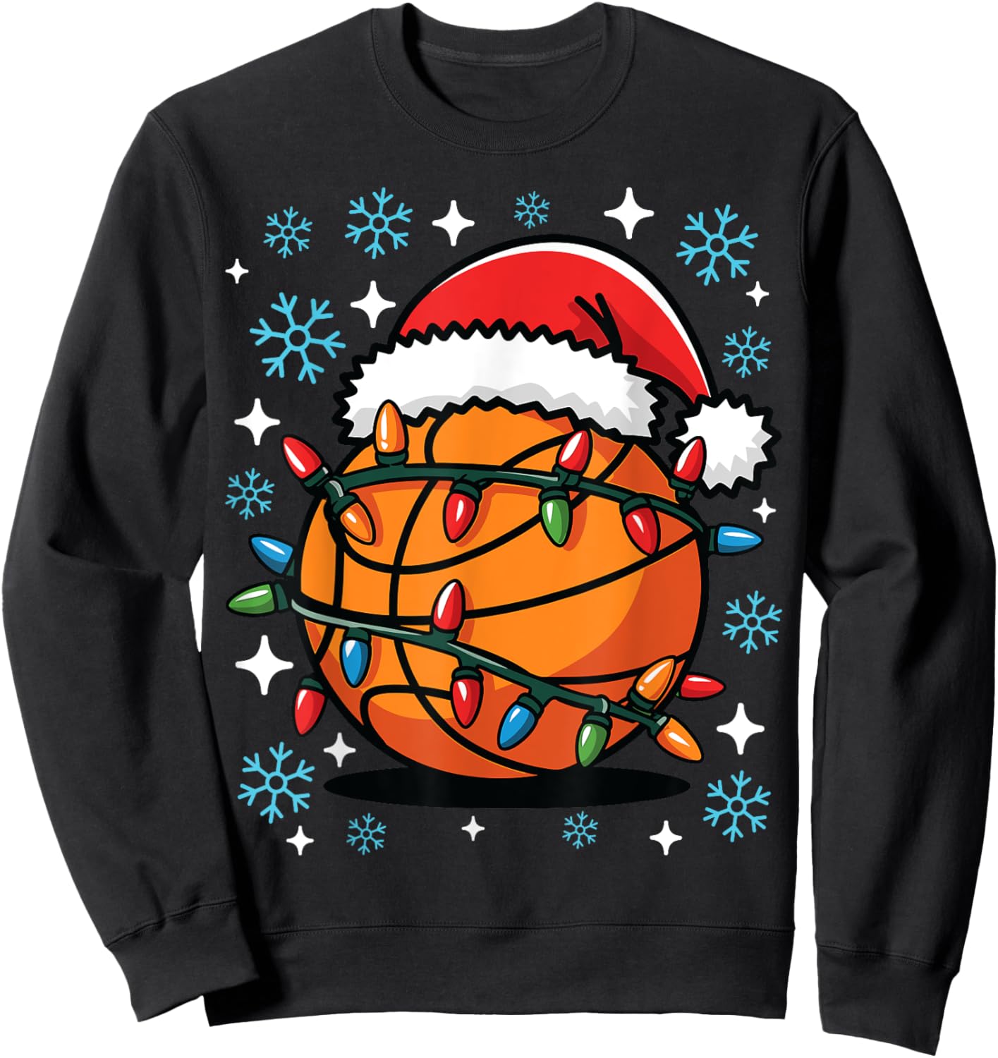 Basketball Player Xmas Santa Hat Basketball Christmas Funny Sweatshirt - Sweatshirt | Black