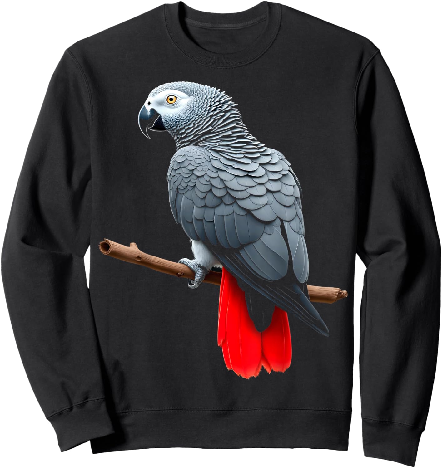 African Grey Parrot Art for Bird Lovers Sweatshirt - Sweatshirt | Black