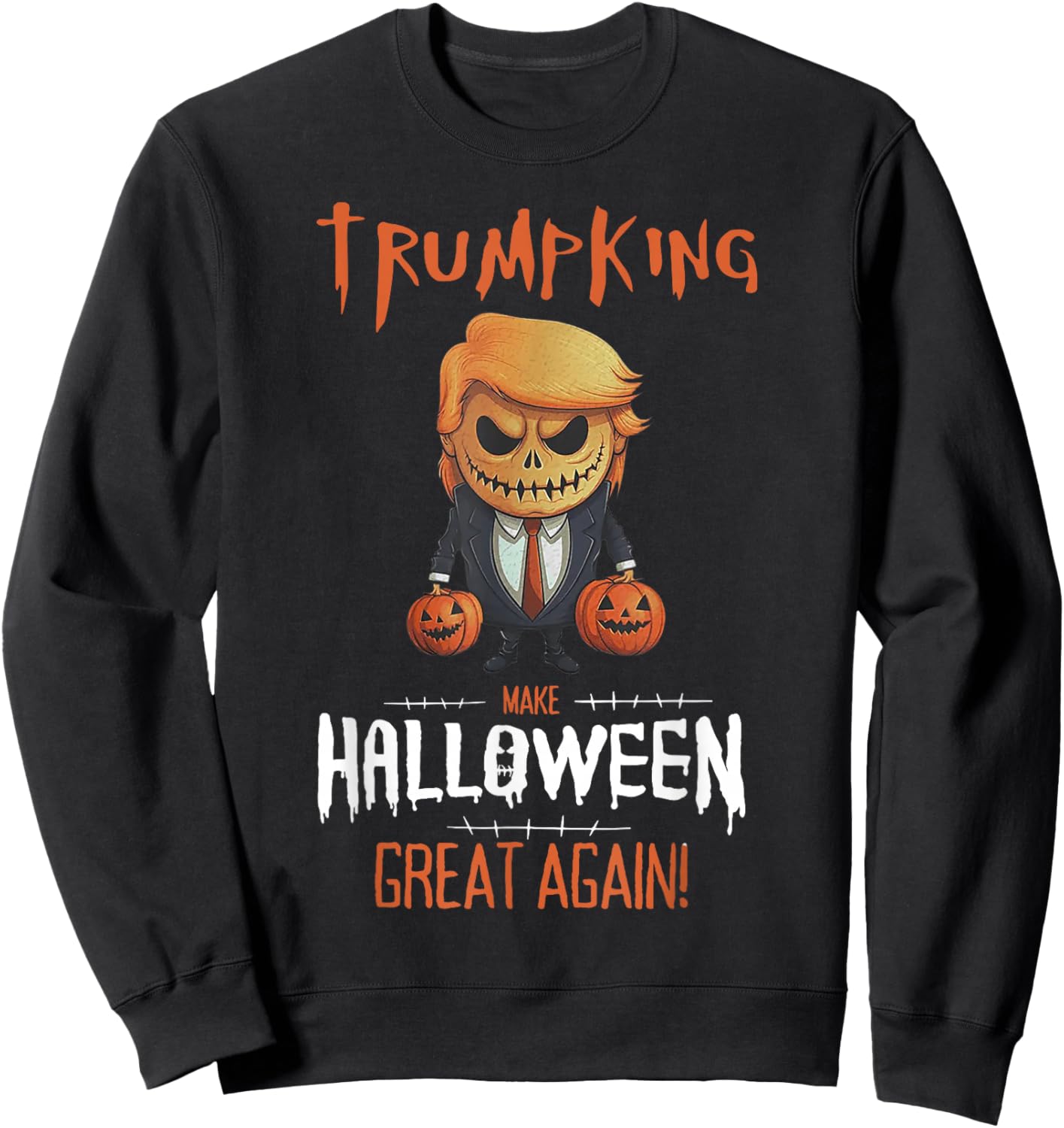 Trump Pumpkin Make Halloween Great Again Sweatshirt - Sweatshirt | Black
