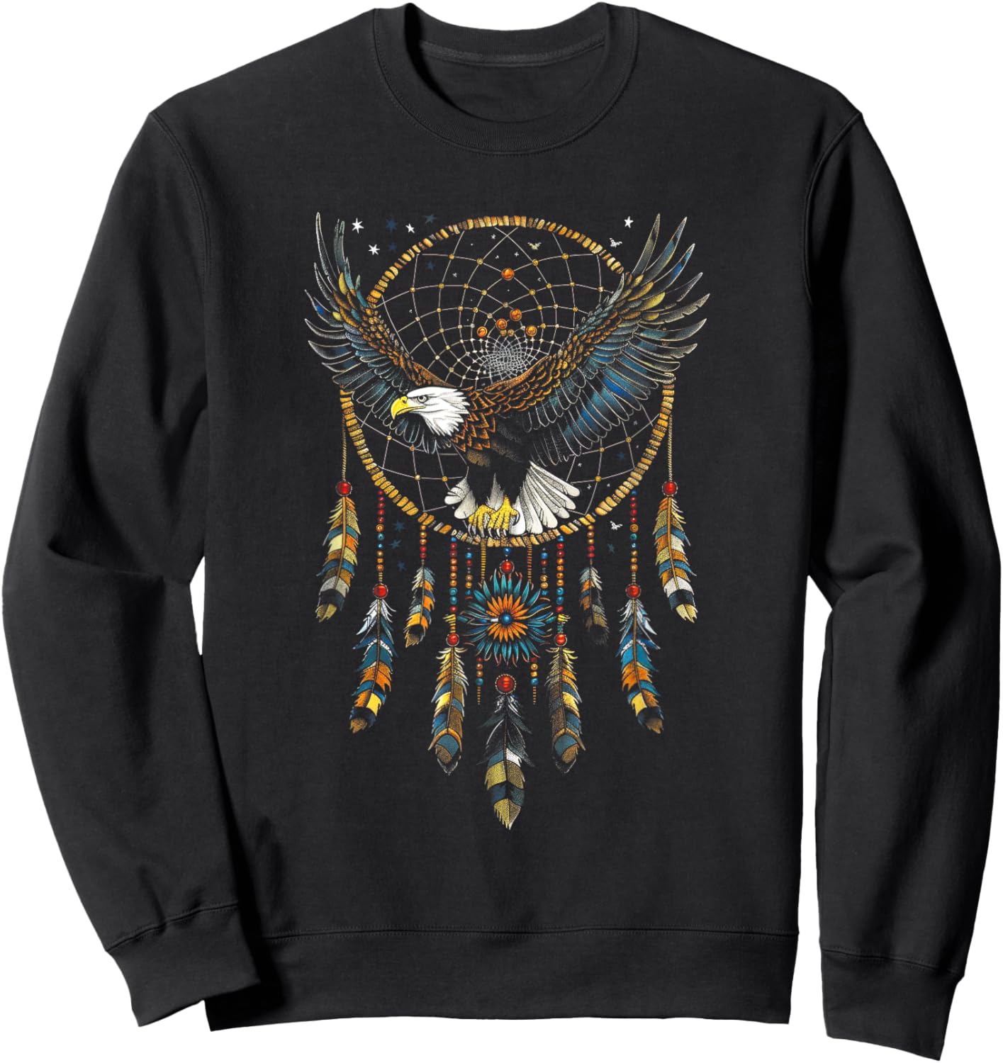 Native American Dreamcatcher Eagle Feathers Boho Sweatshirt - Sweatshirt | Black