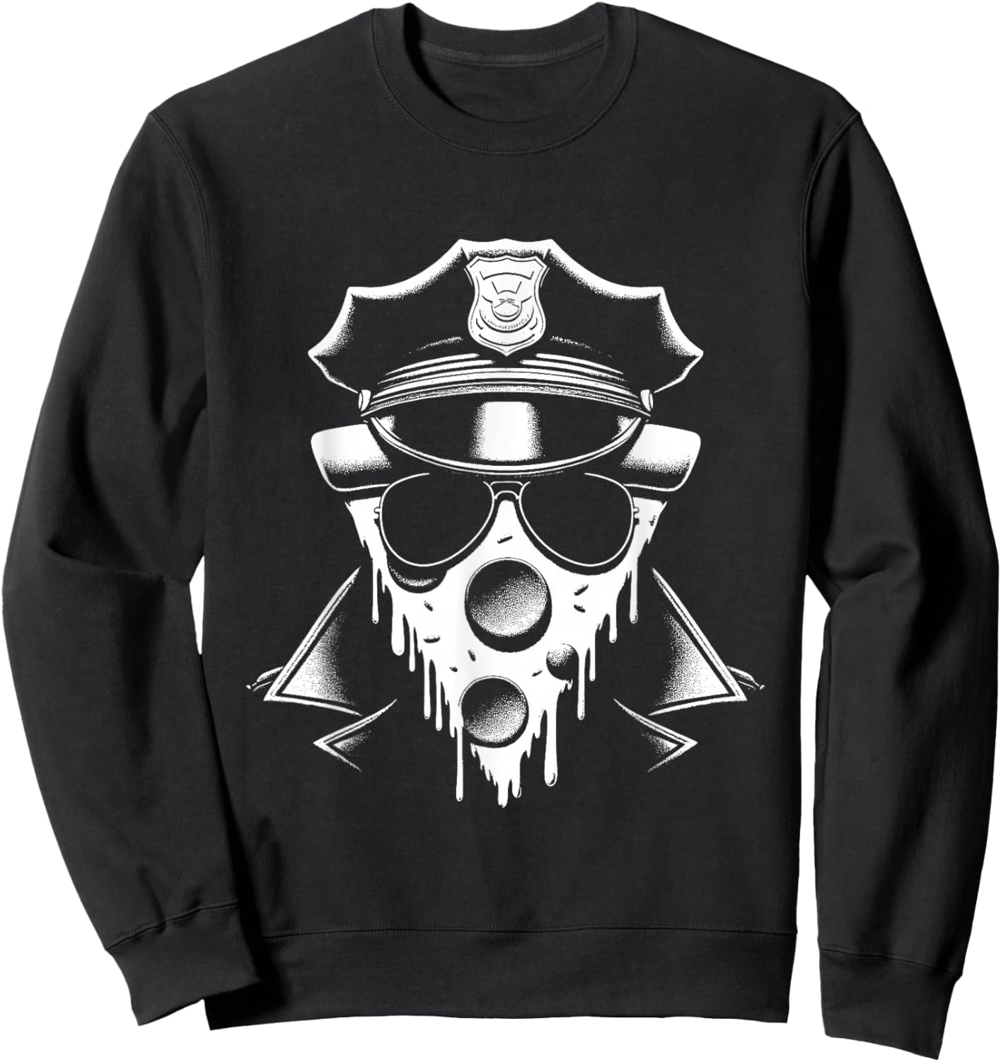 Officer Pizza Slice - Funny Police Face Pizza Lover Sweatshirt - Sweatshirt | Black