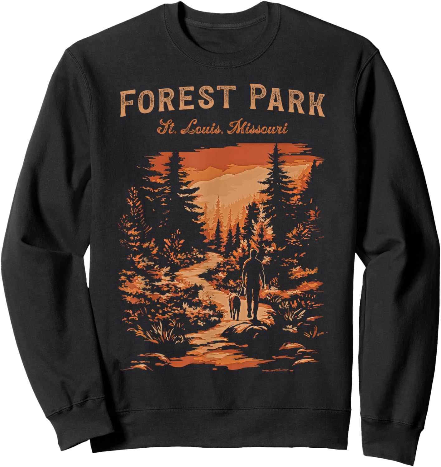 Forest Park St. Louis Missouri Vintage Hiking Trail Sweatshirt - Sweatshirt | Black
