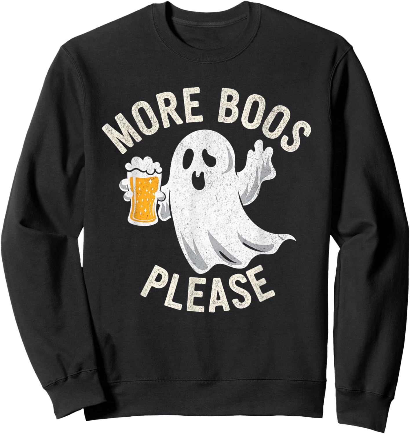 More Boos Please Ghost Funny Halloween Beer Drinking Sweatshirt - Sweatshirt | Black