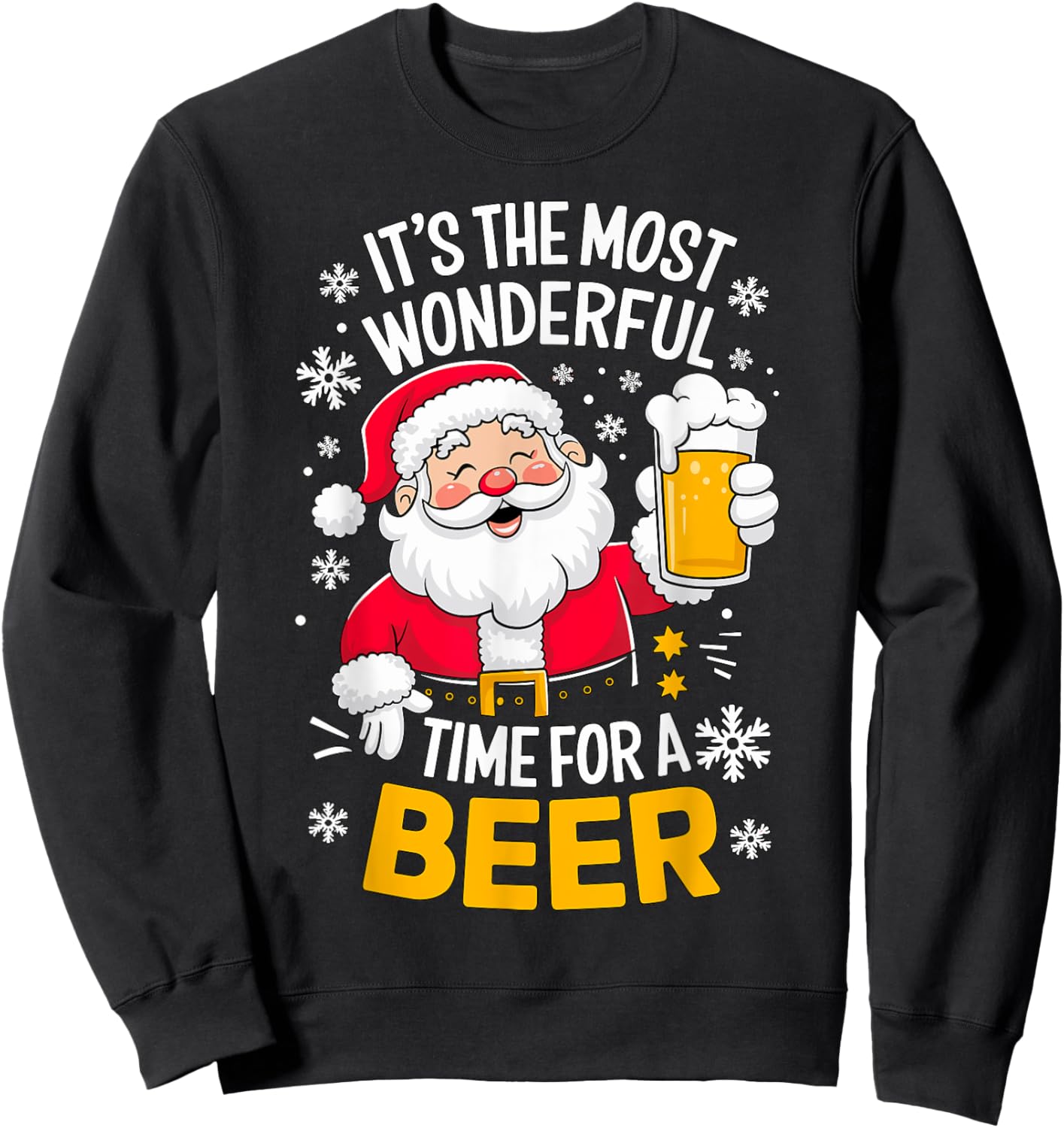 It's the most wonderful Time for a Beer Santa Christmas Sweatshirt - Sweatshirt | Black