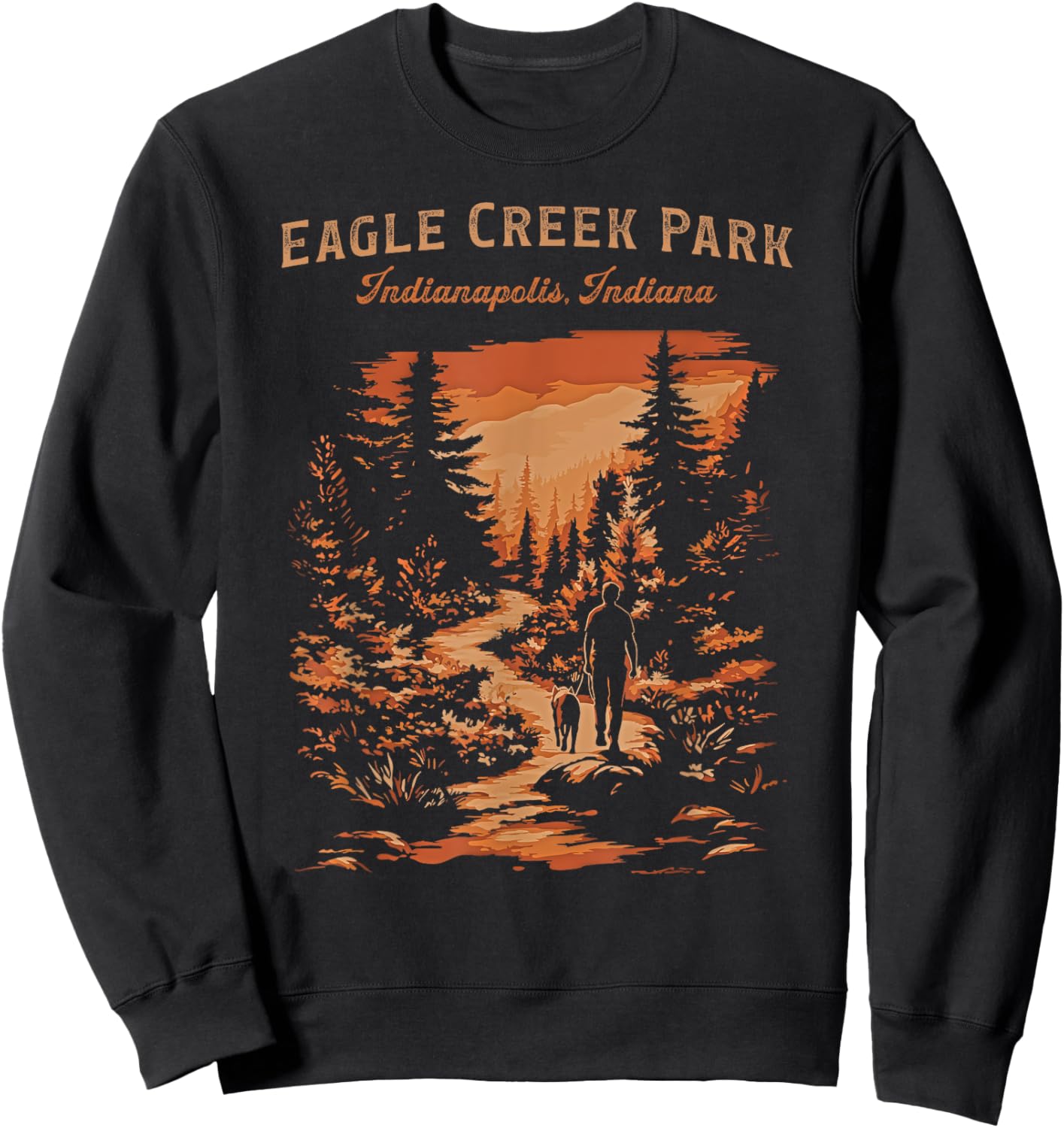 Eagle Creek Park Indianapolis Indiana Vintage Hiking Trail Sweatshirt - Sweatshirt | Black