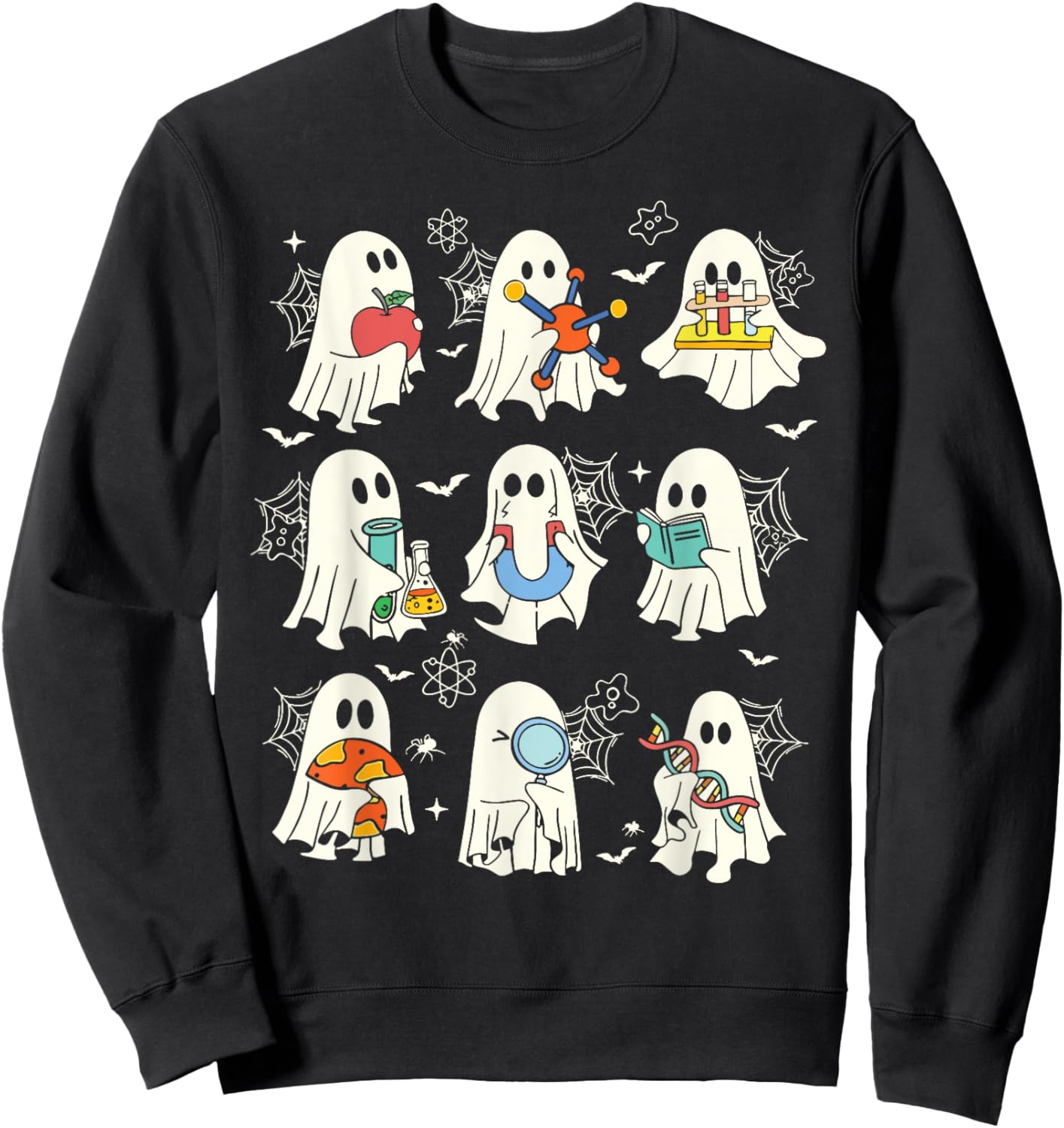 Retro Halloween Science Teacher Ghost Laboratory Teacher Sweatshirt - Sweatshirt | Black