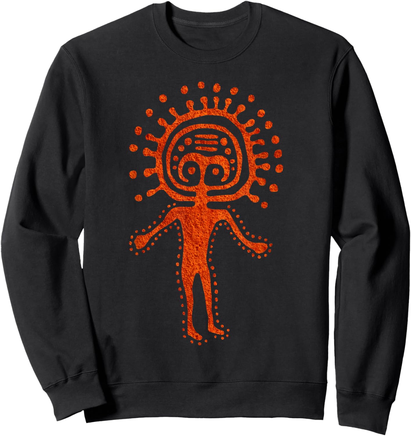 Kazak Man Alien Shaman Symbol Cosmic Paleo Petroglyph Art Sweatshirt - Sweatshirt | Black