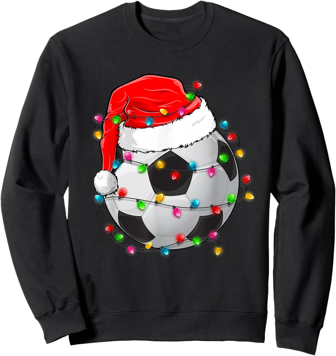 Christmas Soccer Ball Santa Hat Funny Sport Xmas Boys Men Sweatshirt - Sweatshirt | Black