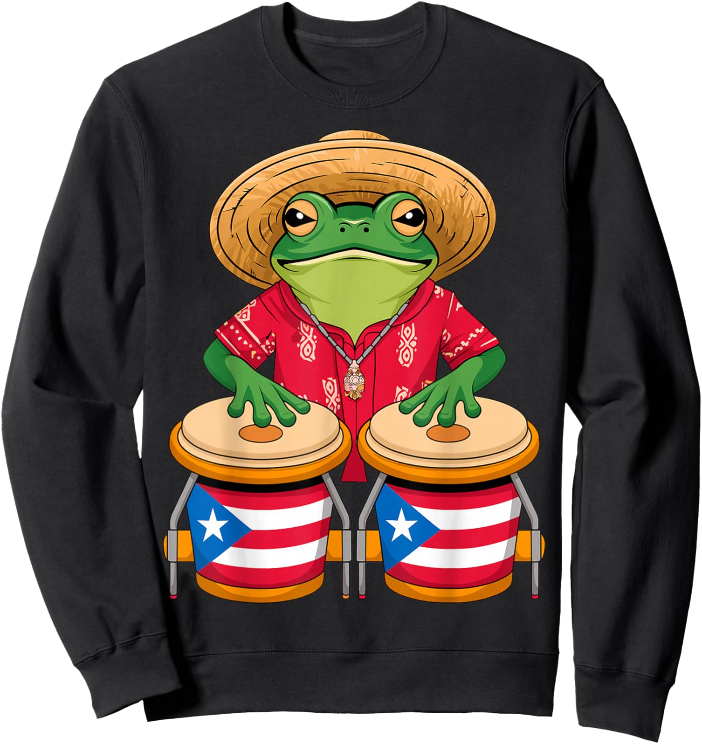 Magical and Funny Puerto Rican Gifts Frog Coqui Taino Boricua Puerto Rico Flag - -Adult, Small, Black, Short Sleeve, Cotton Blend, , Classic Fit, Imported Sweatshirt - Sweatshirt | Black