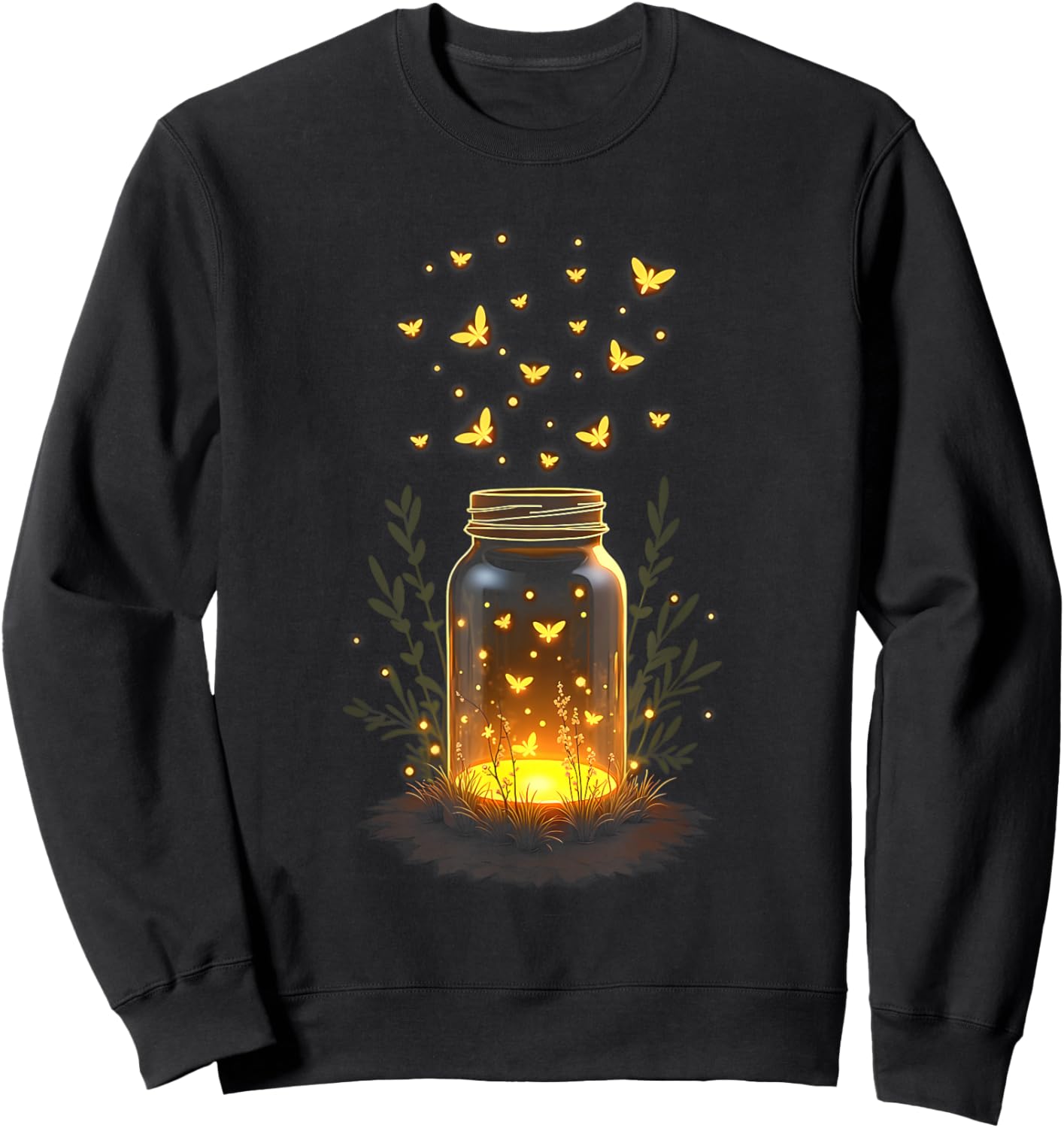 Fireflies In A Jar Nature Lover Glowing Insects Summer Night Sweatshirt - Sweatshirt | Black