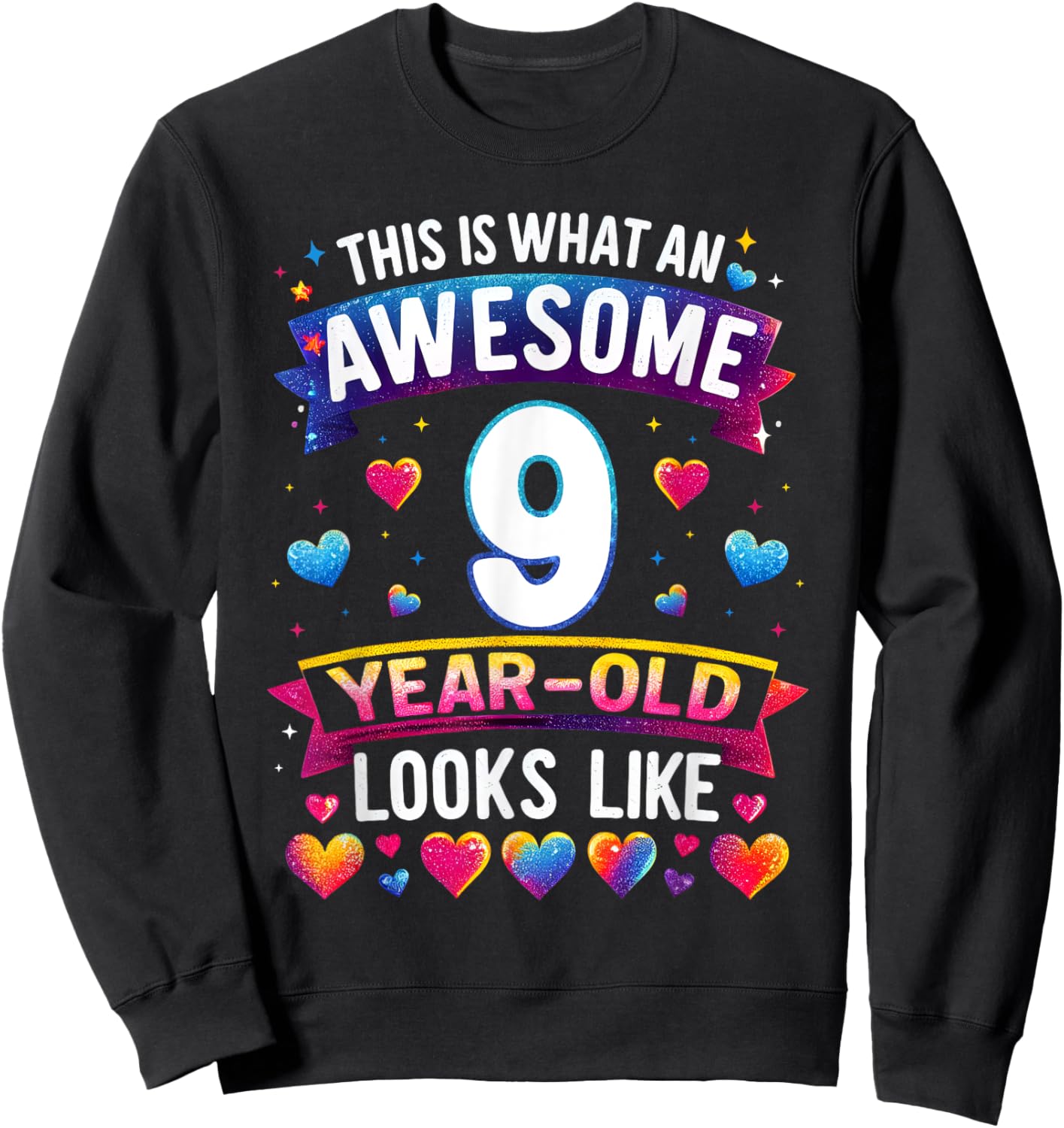 This Is What An Awesome 9 Year Old Looks Like 9th Birthday Sweatshirt - Sweatshirt | Black