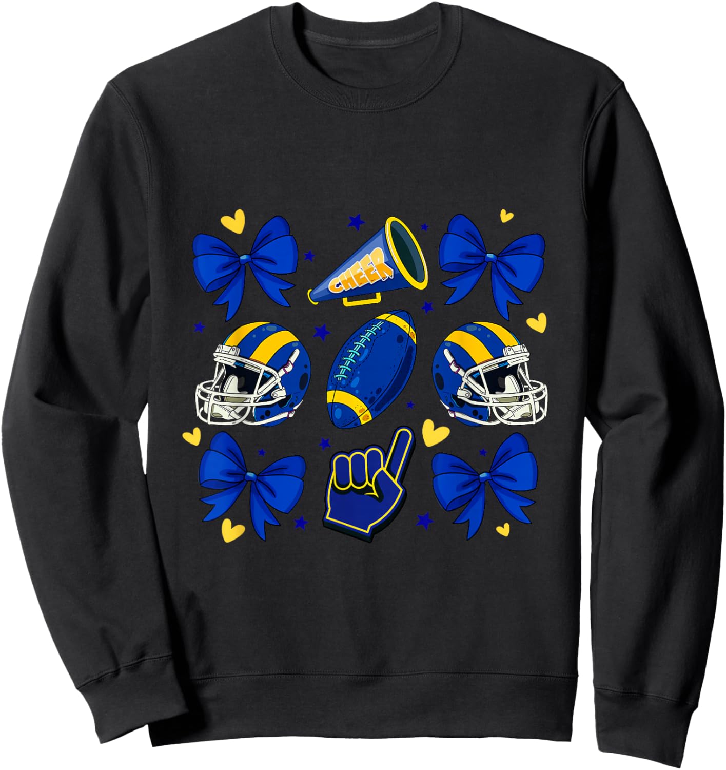 Football Cheer Mom Sister Coquette Bow Game Day Yellow Women Sweatshirt - Sweatshirt | Black