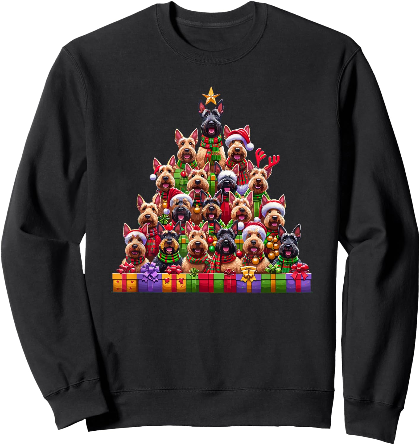 Christmas Tree Scottish Terrier Scottie Terriers Sweatshirt - Sweatshirt | Black