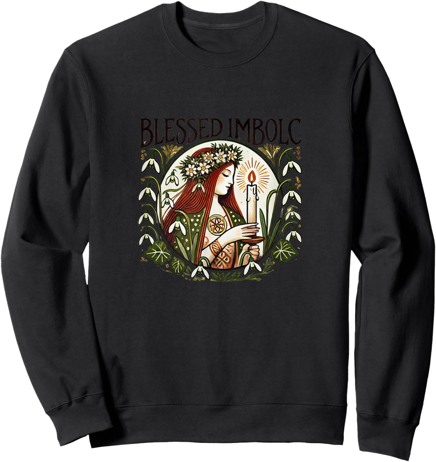 Blessed Imbolc Goddess Illustration Brigid Goddesses Sweatshirt - Sweatshirt | Black