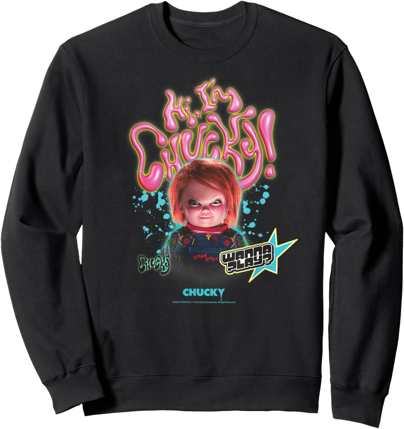 Chucky Wanna Play? Retro Style Sweatshirt - Sweatshirt | Black
