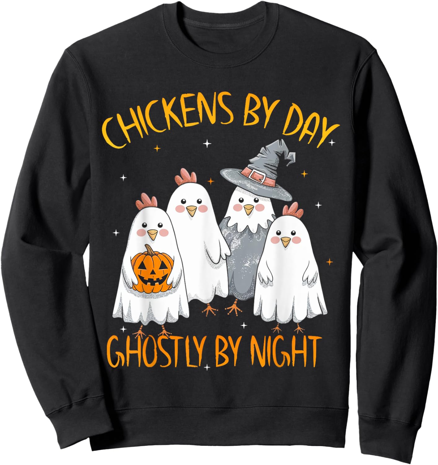 Funny Chicken Halloween Costume Spooky Season Chickens Witch Sweatshirt - Sweatshirt | Black