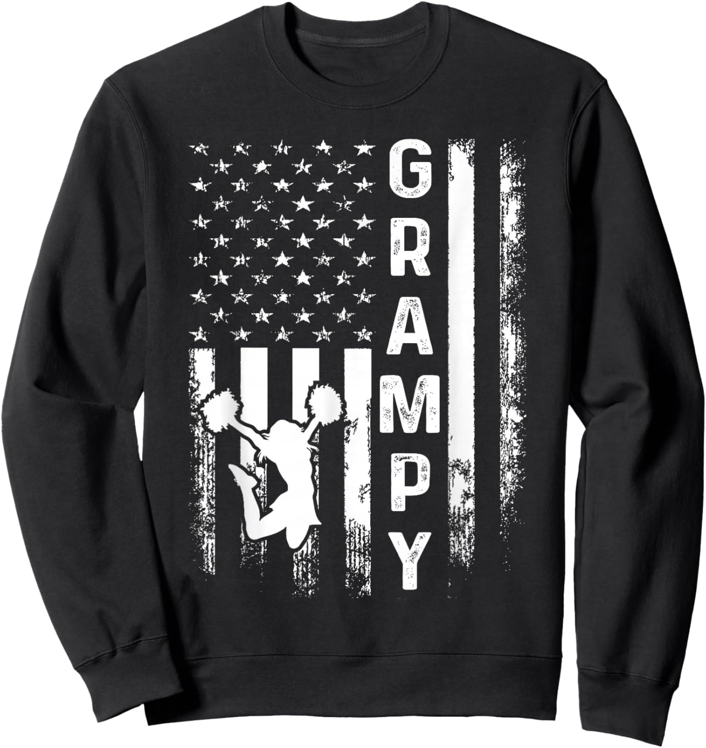 Cheerleader Cheer Grampy America Flag Vintage Xmas Sweatshirt - Sweatshirt | Black