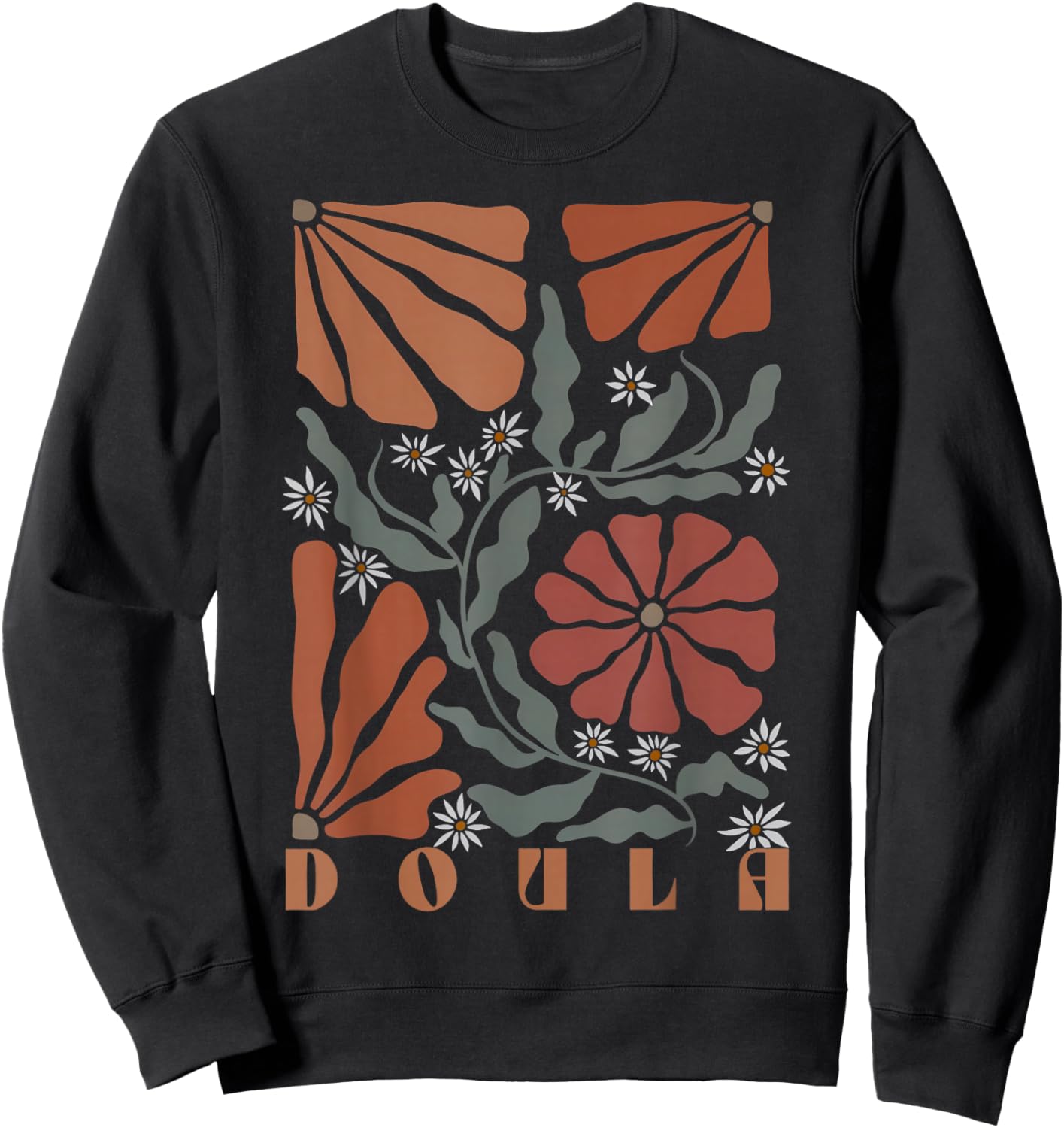 Boho Floral Doula OB Nurse Coach Lactation Consultant Sweatshirt - Sweatshirt | Black