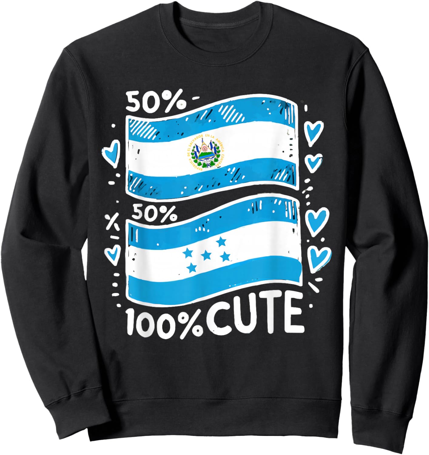 Half Salvadorian Half Honduran Honduras Flag El Salvador Sweatshirt - Sweatshirt | Black