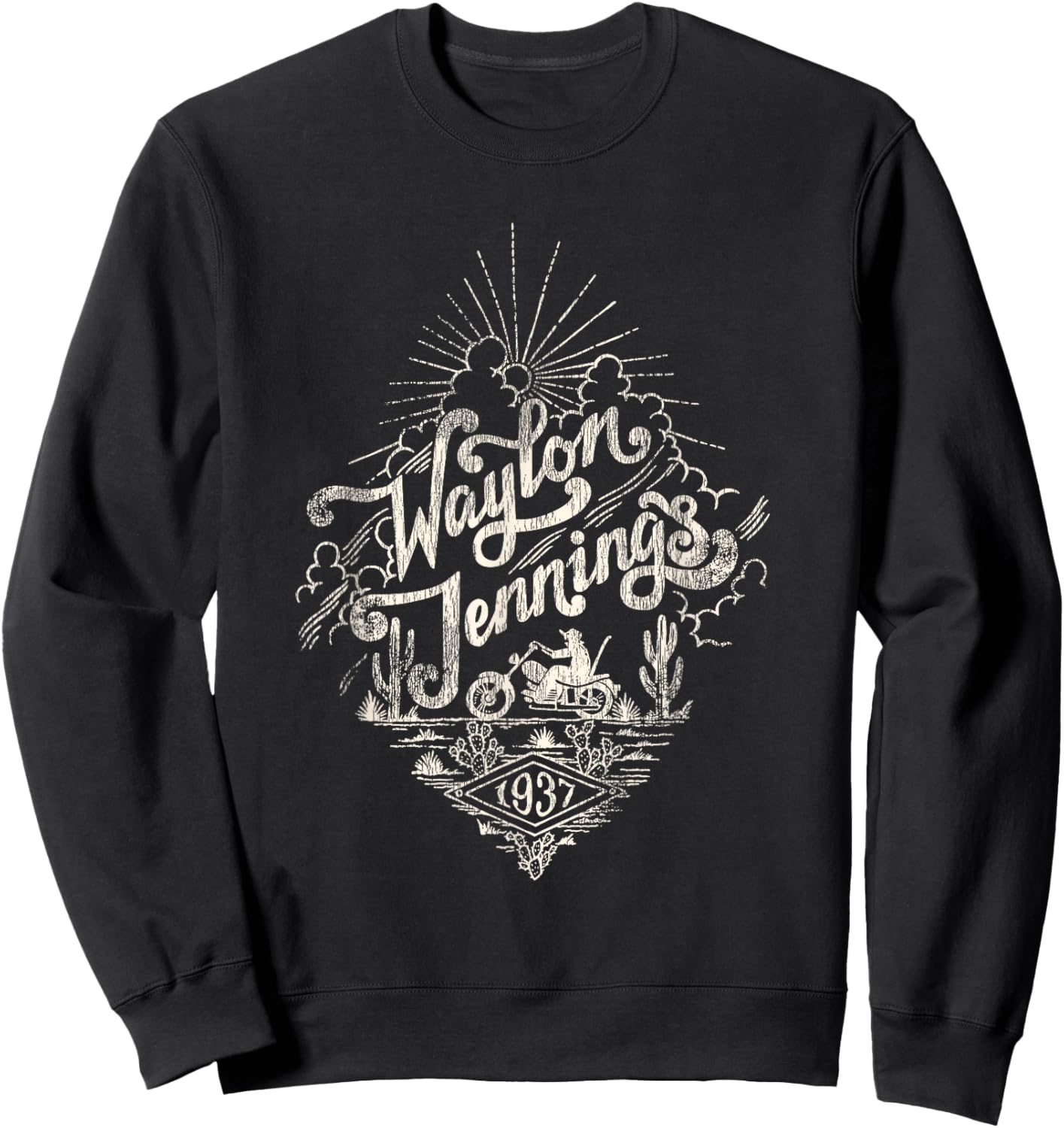 Waylon Jennings - Official Merchandise - Moto Sweatshirt - Sweatshirt | Black